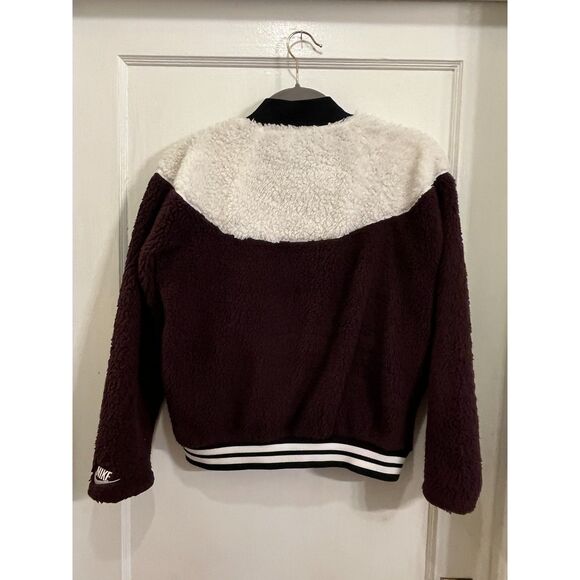 Nike Brown White Full Zip Fleece Jacket Women's Size Small - Picture 6 of 10